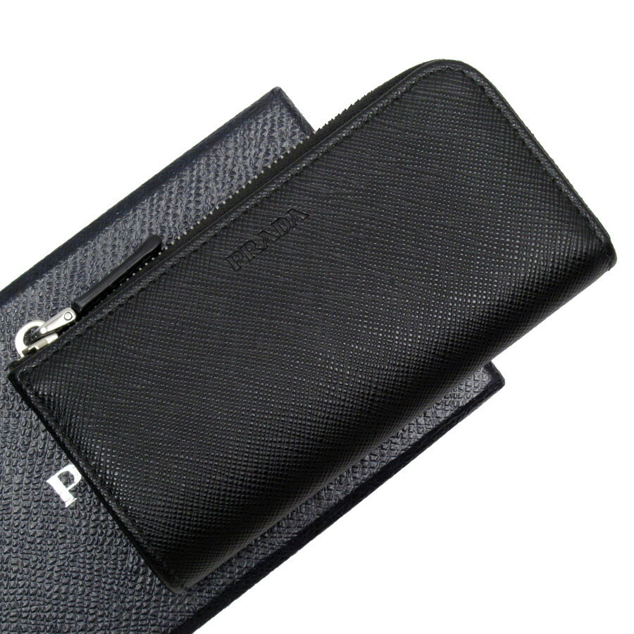 Prada Black Key Case Ring Saffiano Leather